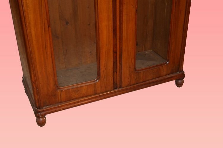 Vetrina Nord Europa di metà 1800, stile Biedermeier, in legno di noce-photo-4
