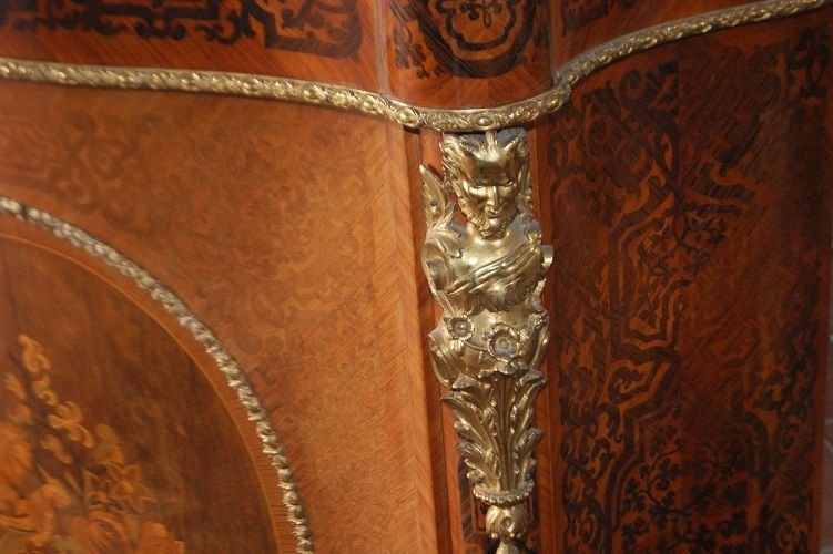 Stupendo servante francese di metà 1800 di tipico gusto parigino stile Luigi XV, in legno-photo-4