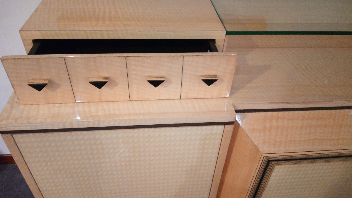 Credenza anni 60 italiana in acero.  Dimensioni cm 222 x cm 51 x cm 95 h-photo-4