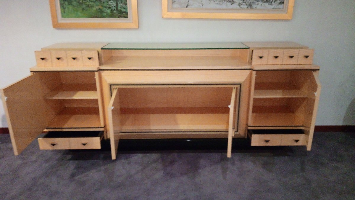 Credenza anni 60 italiana in acero.  Dimensioni cm 222 x cm 51 x cm 95 h-photo-1