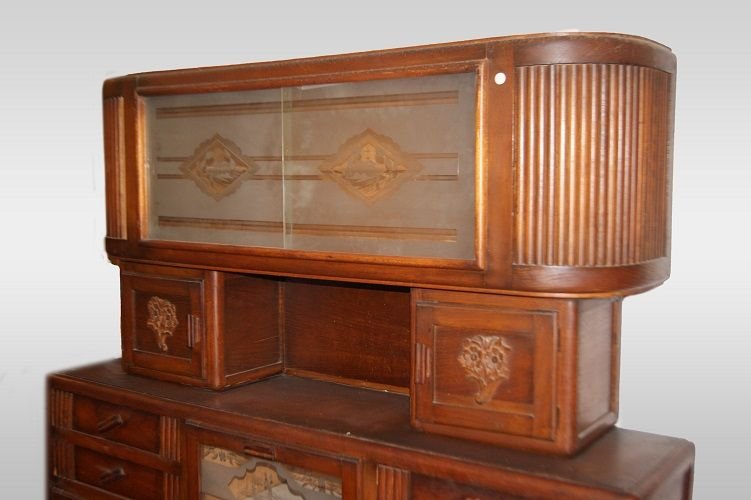 Credenza francese della prima metà del 1900, stile Decò, in legno di rovere-photo-2