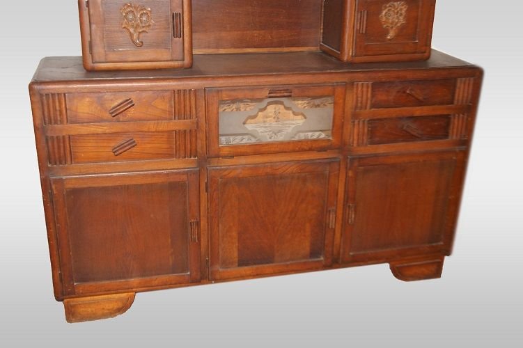 Credenza francese della prima metà del 1900, stile Decò, in legno di rovere-photo-3
