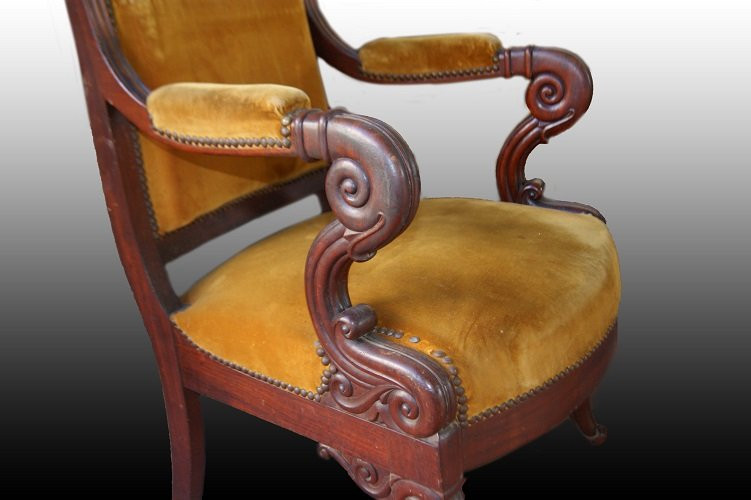 Gruppo di 4 bellissime poltrone francesi della seconda metà del 1800, stile Direttorio-photo-3