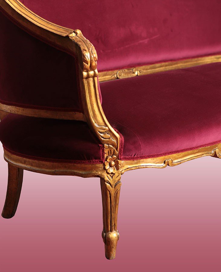 Bellissimo salotto compreso di divano e 2 poltrone a pozzetto, francesi di fine 1800 -photo-2