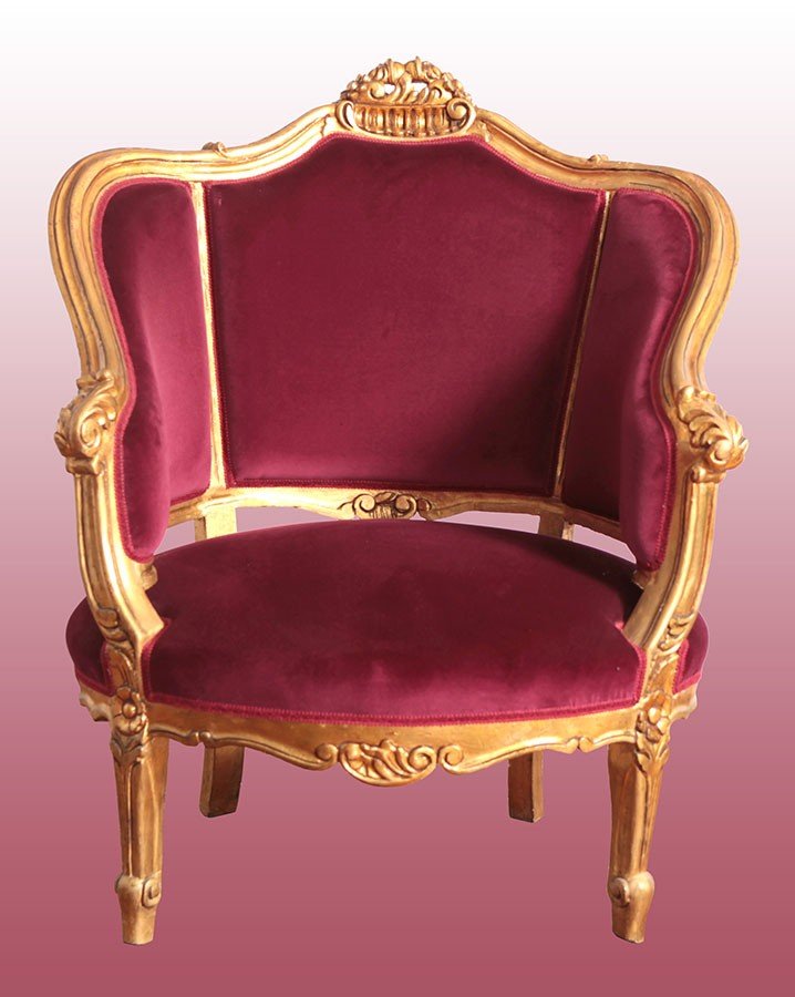 Bellissimo salotto compreso di divano e 2 poltrone a pozzetto, francesi di fine 1800 -photo-3