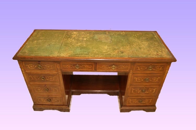 Scrivania ministeriale inglese della seconda metà 1800, stile Vittoriano, in legno di mogano-photo-3