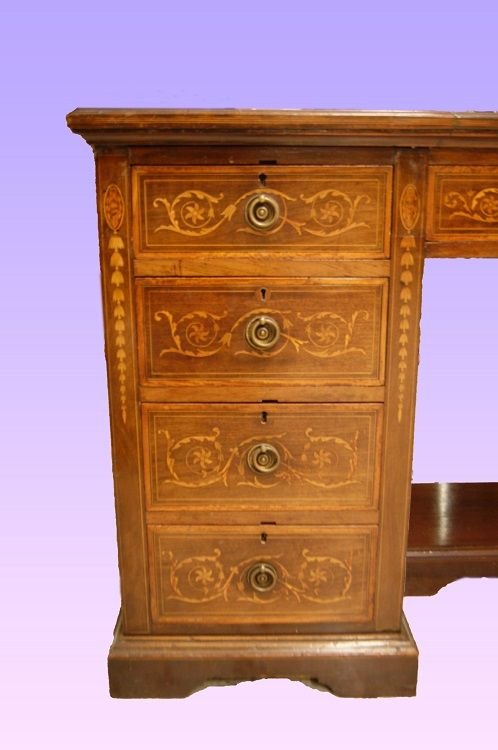 Scrivania ministeriale inglese della seconda metà 1800, stile Vittoriano, in legno di mogano-photo-4
