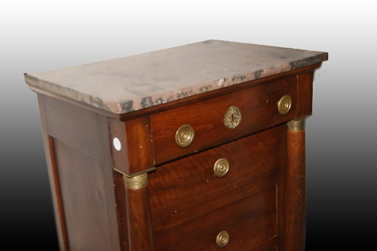 Piccolo comoncino francese della seconda metà del 1800, stile Impero, in legno di mogano-photo-2