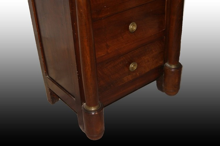 Piccolo comoncino francese della seconda metà del 1800, stile Impero, in legno di mogano-photo-3