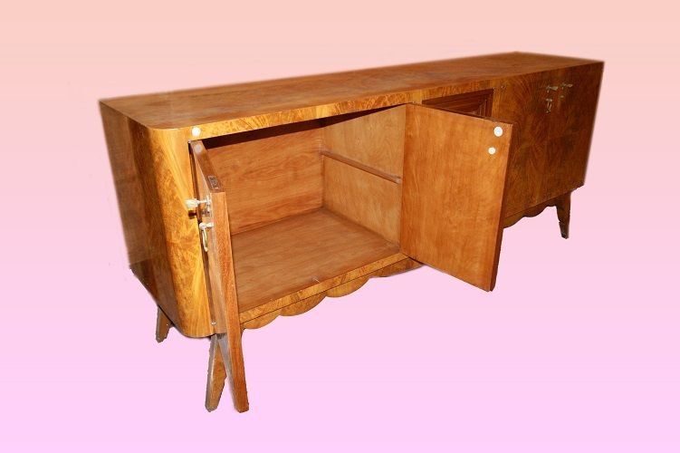 Credenza italiana della prima metà del 1900, stile Decò, in legno di betulla-photo-3