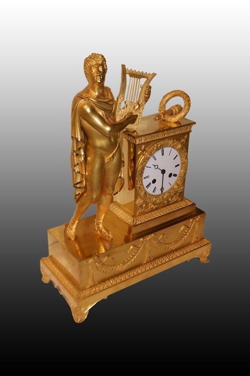 Orologio francese della prima metà del 1800, stile Impero, in bronzo dorato al mercurio-photo-2