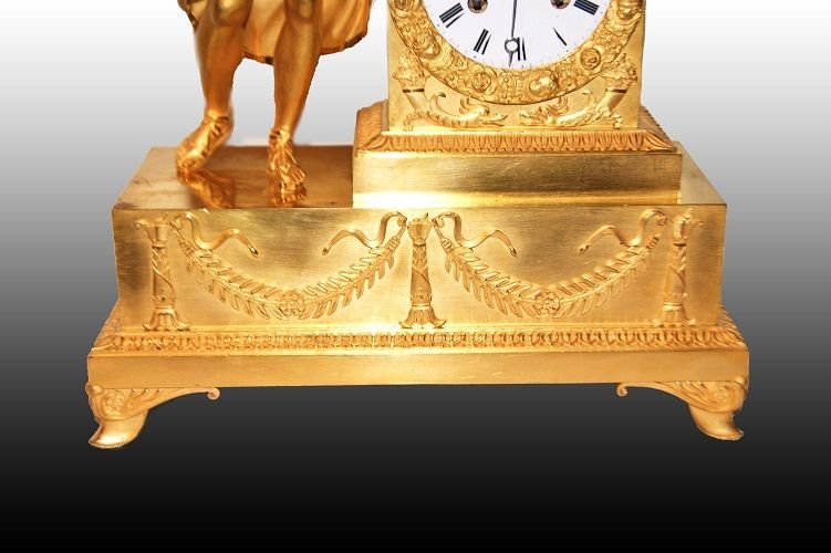 Orologio francese della prima metà del 1800, stile Impero, in bronzo dorato al mercurio-photo-4
