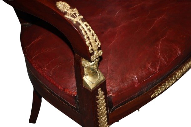 Poltrona Francese Stile Impero da Scrivania del 1800 in mogano con bronzi-photo-3