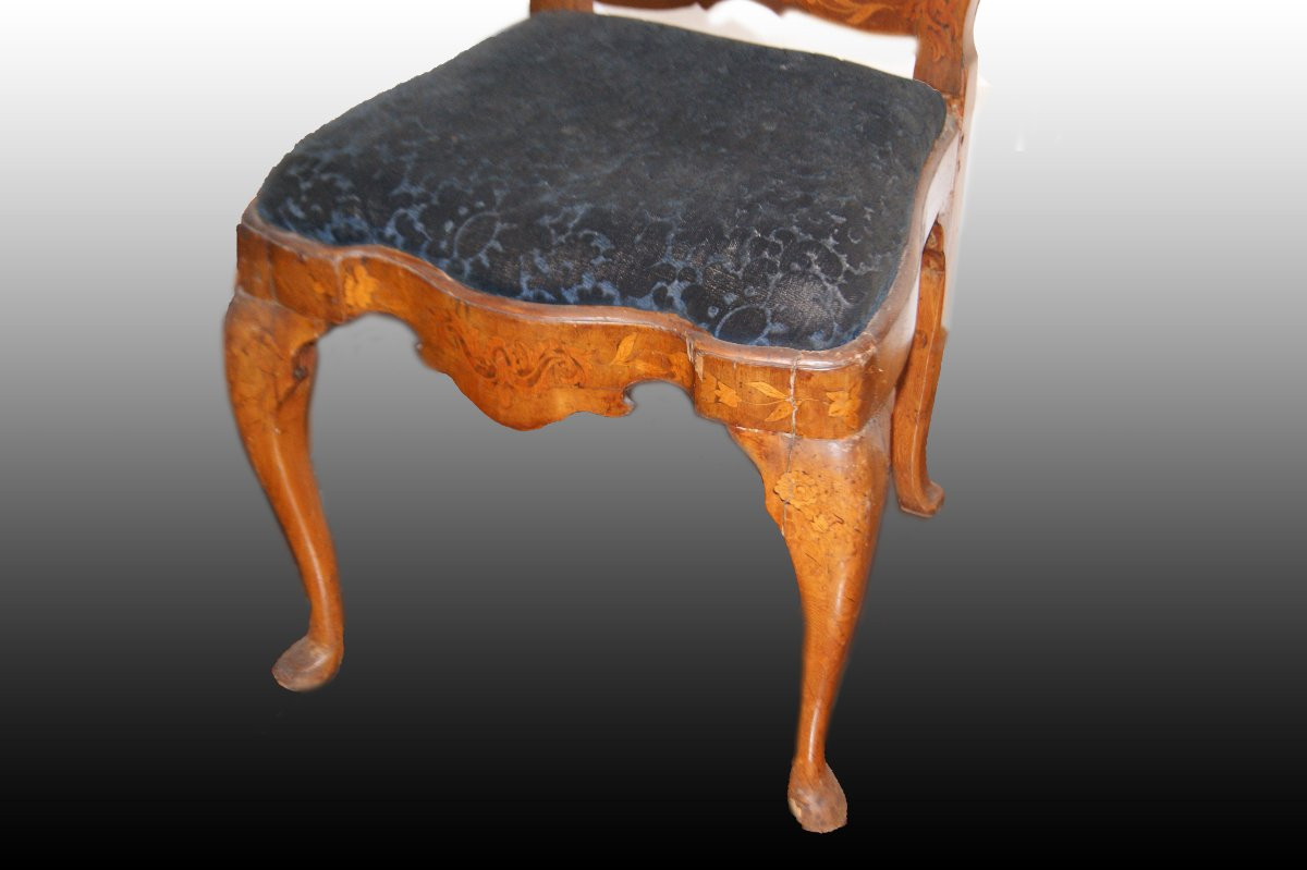 Gruppo di 6 bellissime sedie olandesi della seconda metà del 1700, stile Chippendale, in legno -photo-3