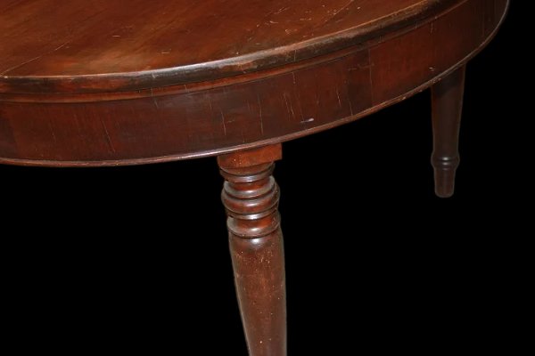 Grande tavolo circolare allungabile italiano della prima metà del 1800, stile Luigi Filippo, in-photo-3