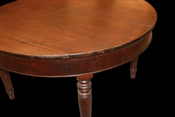 Grande tavolo circolare allungabile italiano della prima metà del 1800, stile Luigi Filippo, in-photo-2
