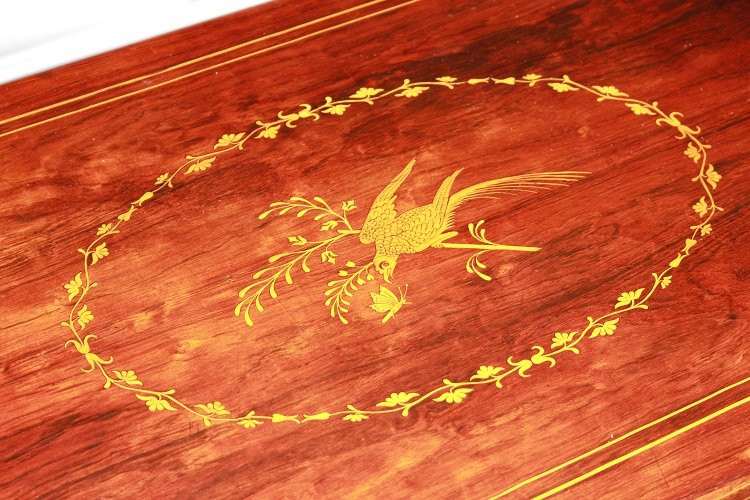 Tavolino da gioco francese della prima metà del 1800, stile Carlo X, in legno di palissandro-photo-3