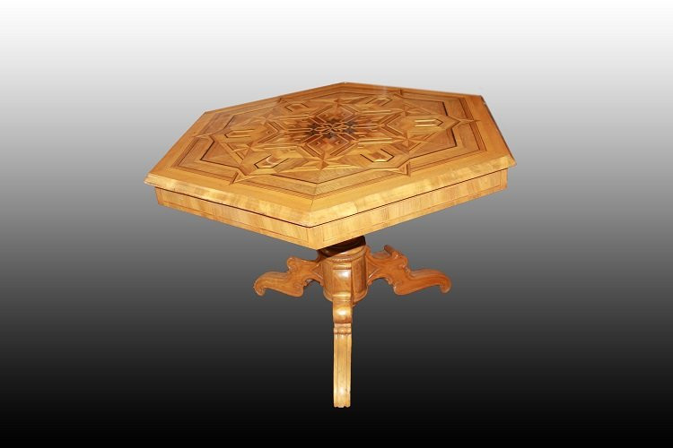 Tavolino Rolo, italiano di metà 1800, in legno di noce-photo-4