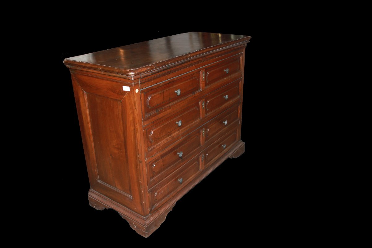 Canterano italiano del 1600 in legno di noce. Presenta 1 piccolo cassettino sottopiano e 4 gran-photo-3