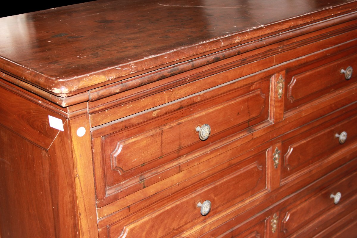 Canterano italiano del 1600 in legno di noce. Presenta 1 piccolo cassettino sottopiano e 4 gran-photo-4