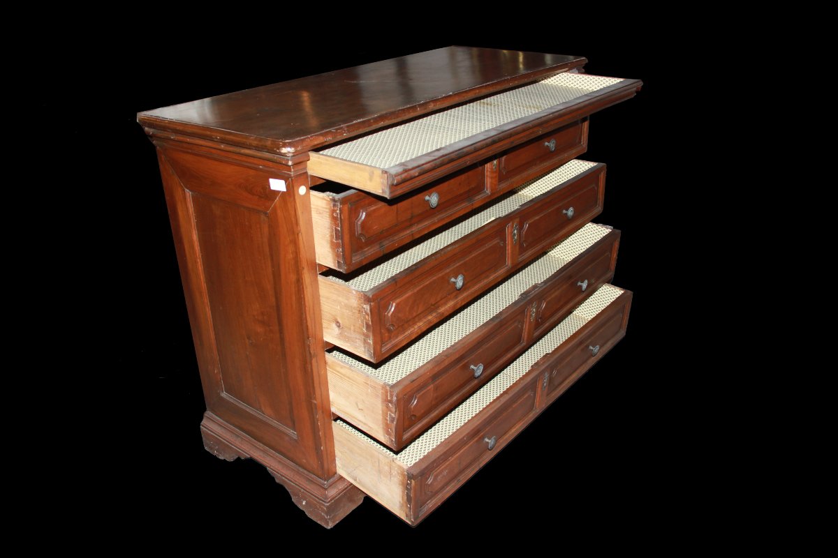 Canterano italiano del 1600 in legno di noce. Presenta 1 piccolo cassettino sottopiano e 4 gran-photo-1