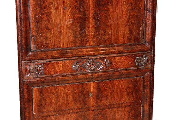 Grande secretaire Nord Europa della seconda metà del 1800, stile Biedermeier, in legno di mogan-photo-3