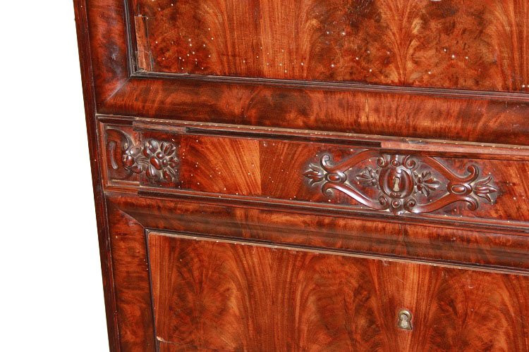 Grande secretaire Nord Europa della seconda metà del 1800, stile Biedermeier, in legno di mogan-photo-1