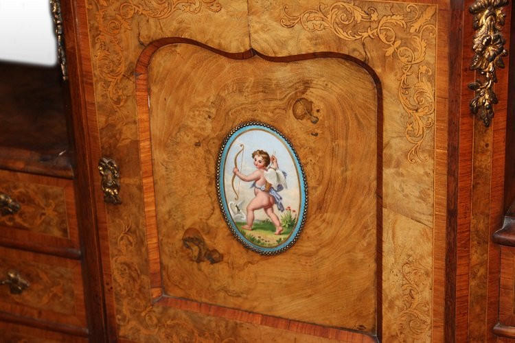 Stupendo scrittoio Bonheur du Jour francese della prima metà 1800, stile Luigi XV, in legno di -photo-4