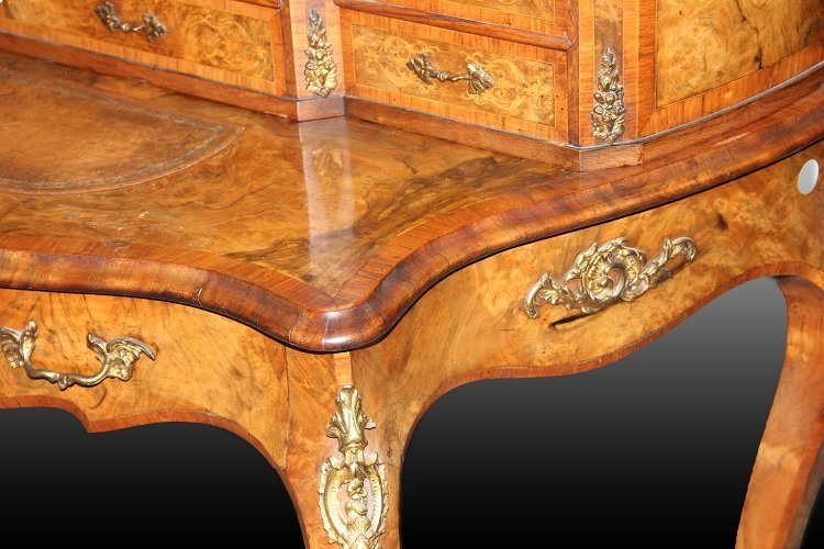 Stupendo scrittoio Bonheur du Jour francese della prima metà 1800, stile Luigi XV, in legno di -photo-1