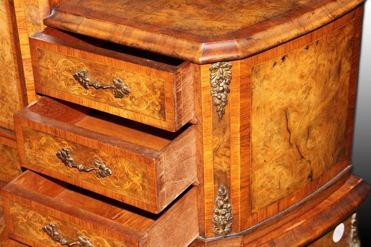Stupendo scrittoio Bonheur du Jour francese della prima metà 1800, stile Luigi XV, in legno di -photo-3