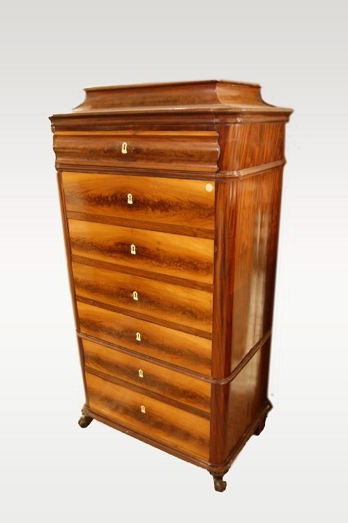 Settimanale Nord Europa della prima metà del 1800, stile Biedermeier, in legno di mogano e pium-photo-3