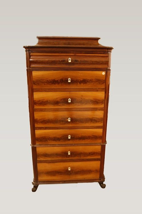 Settimanale Nord Europa della prima metà del 1800, stile Biedermeier, in legno di mogano e pium