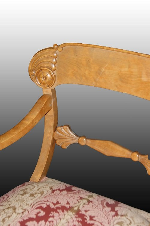 Gruppo di 3 poltrone Nord Europa, della 2 metà 1800, stile Biedermeier, in legno di betulla-photo-1