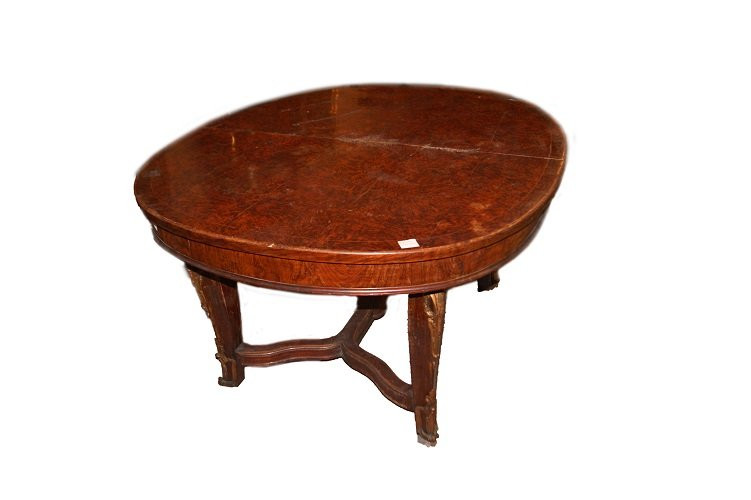 Stupendo tavolo ovale allungabile francese della prima metà del 1800, stile Reggenza, in legno -photo-2