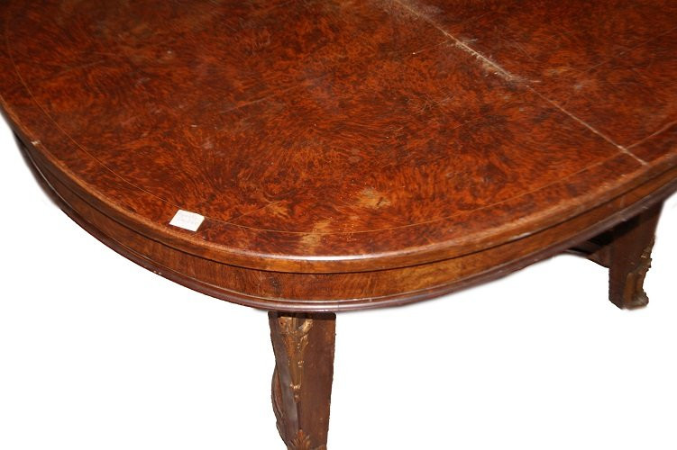 Stupendo tavolo ovale allungabile francese della prima metà del 1800, stile Reggenza, in legno -photo-3