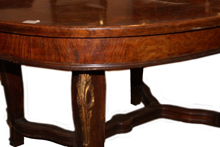 Stupendo tavolo ovale allungabile francese della prima metà del 1800, stile Reggenza, in legno -photo-4
