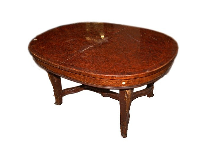 Stupendo tavolo ovale allungabile francese della prima metà del 1800, stile Reggenza, in legno 