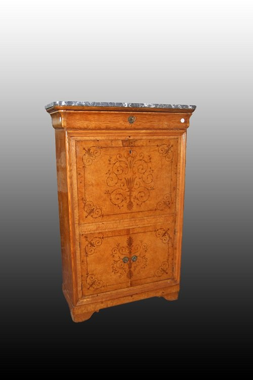 Stupendo secretaire francese della prima metà del 1800, stile Carlo X, in legno frassino -photo-2
