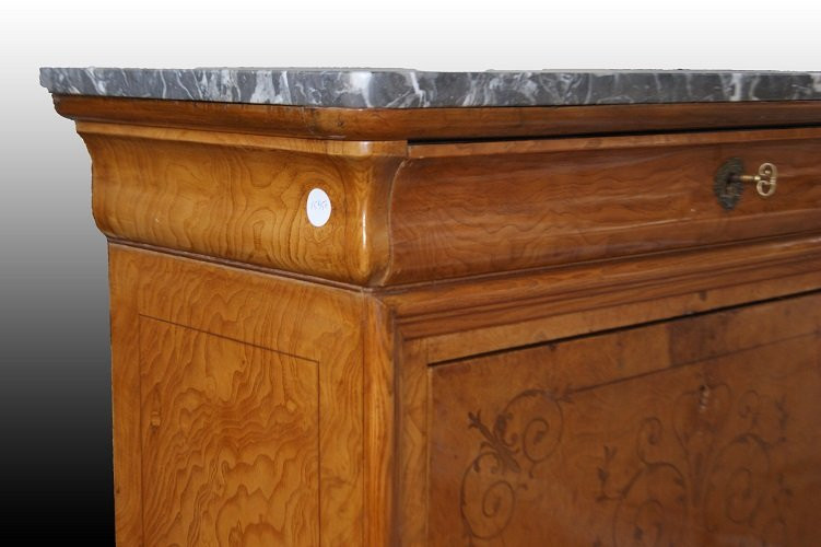 Stupendo secretaire francese della prima metà del 1800, stile Carlo X, in legno frassino -photo-3