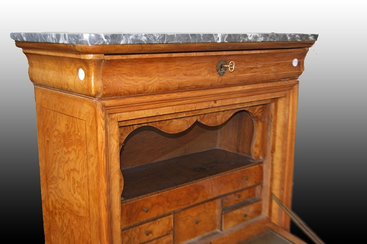 Stupendo secretaire francese della prima metà del 1800, stile Carlo X, in legno frassino -photo-4