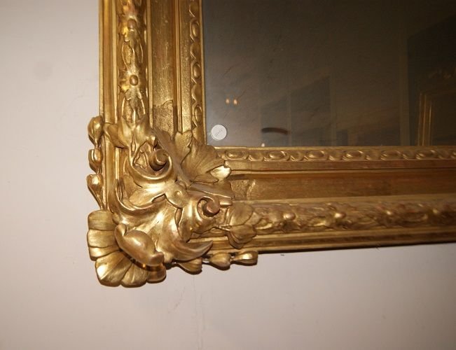 Stupenda specchiera francese della prima metà del 1800, in legno dorato foglia oro-photo-4
