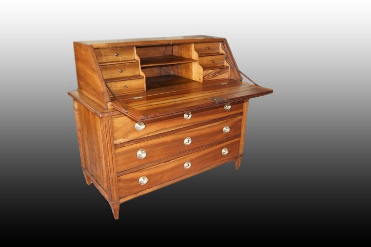 Grande comò francese di fine 1700, stile Luigi XVI, in legno di ciliegio. Presenta corpo superi-photo-3