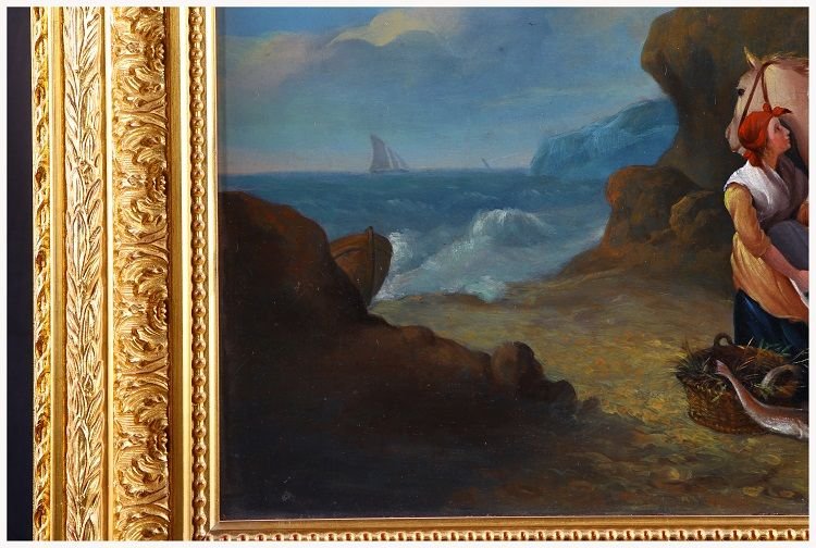 Olio su tela inglese dalla pregiata fattura, di fine 1700, figlio della scuola pittorica del pi-photo-4