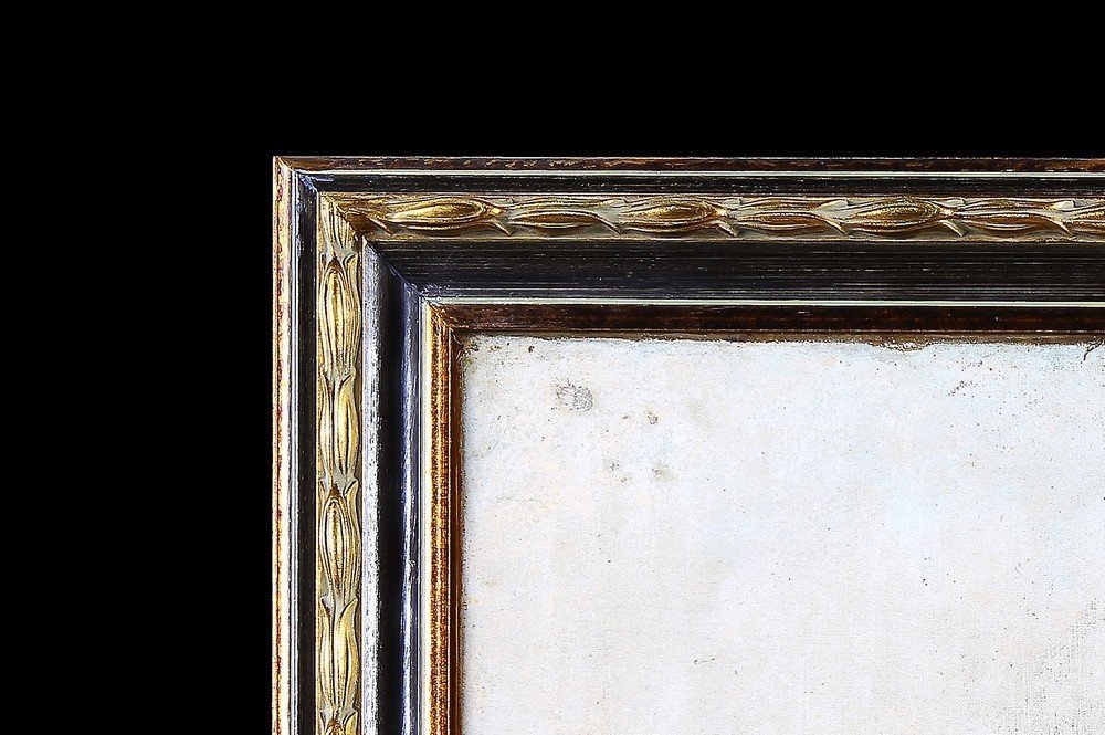 Olio su tela raffigurante una veduta marina con velieri. Il dipinto è firmato Mariot. Provenien-photo-2