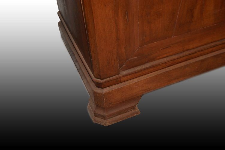 Grande libreria credenza italiana di inizio 1800, stile Luigi Filippo, in legno di noce. Presen-photo-1