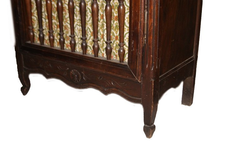 Mobiletto vetrina portapane francese di inizio 1800 stile Provenzale in legno di castagno. Pres-photo-4