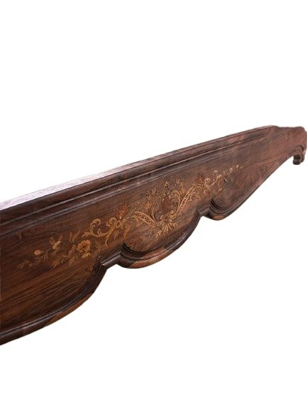 Letto Francese del 1800 Stile Luigi XV in Legno di Palissandro Riccamente Intarsiato-photo-2