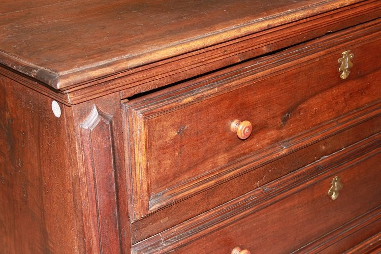 Canterano cassettone italiano Lombardo Veneto di fine 1600 inizio 1700 in legno di noce-photo-4