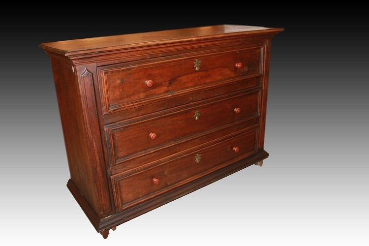 Canterano cassettone italiano Lombardo Veneto di fine 1600 inizio 1700 in legno di noce