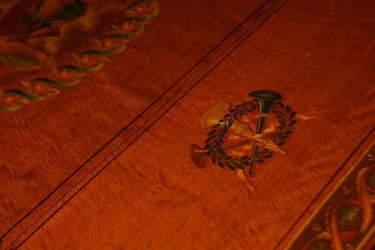 Bellissimo tavolino con alette inglese della prima metà del 1800, stile Sheraton, in legno di s-photo-3